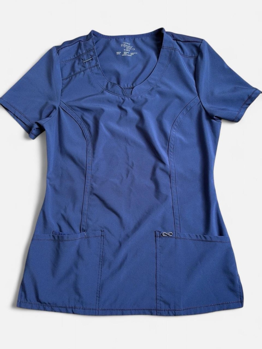 Infinity Women's Navy Scrub Top with Contoured Seams